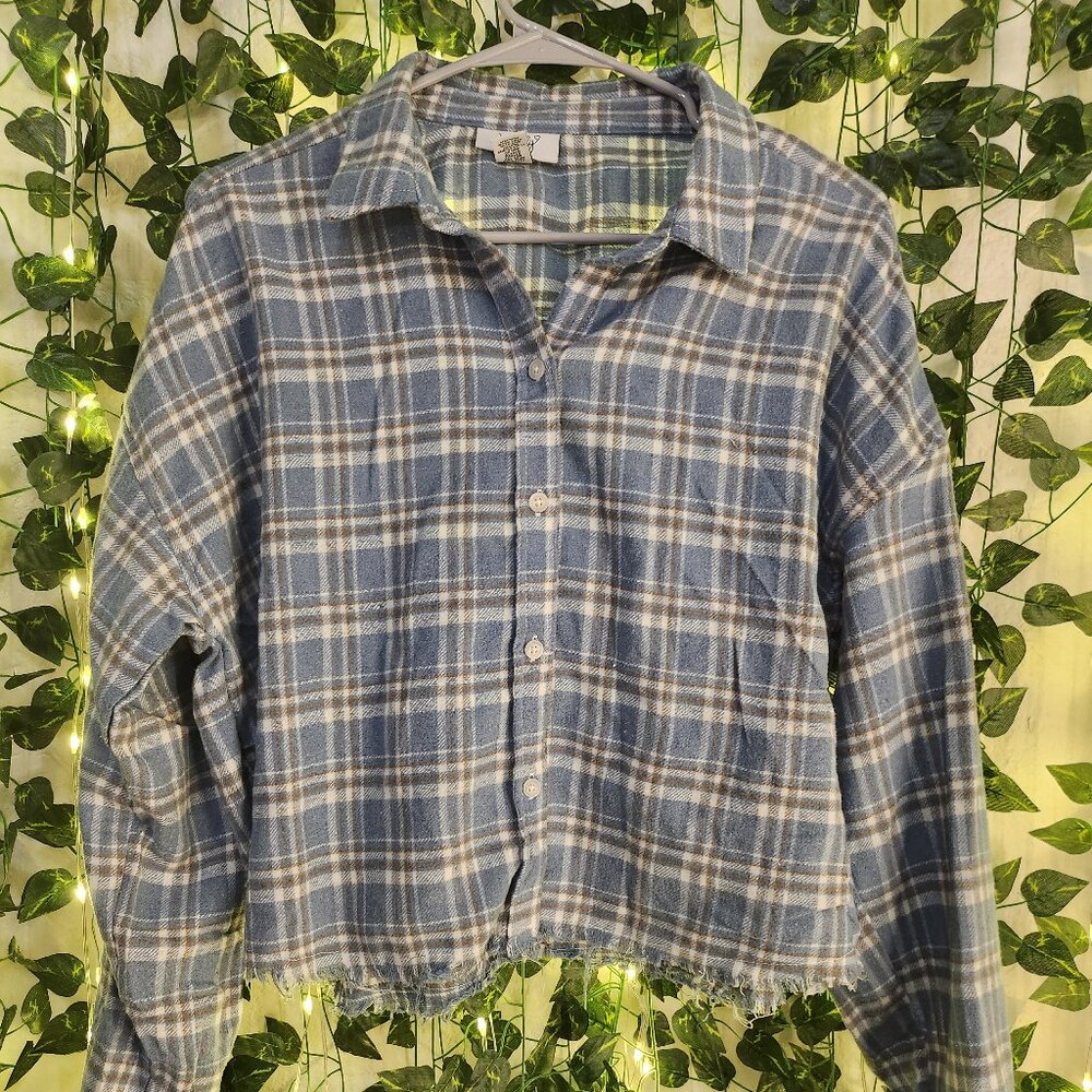 Blue cropped flannel Large - Picture 1 of 2
